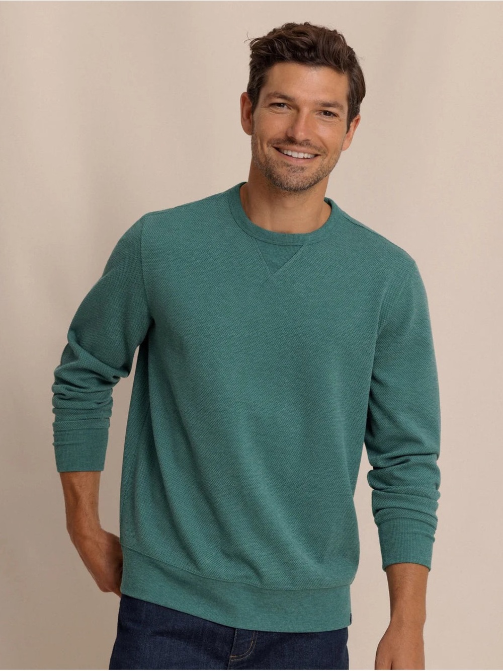Southern Tide Men's Crewneck Sweater in Teal Green